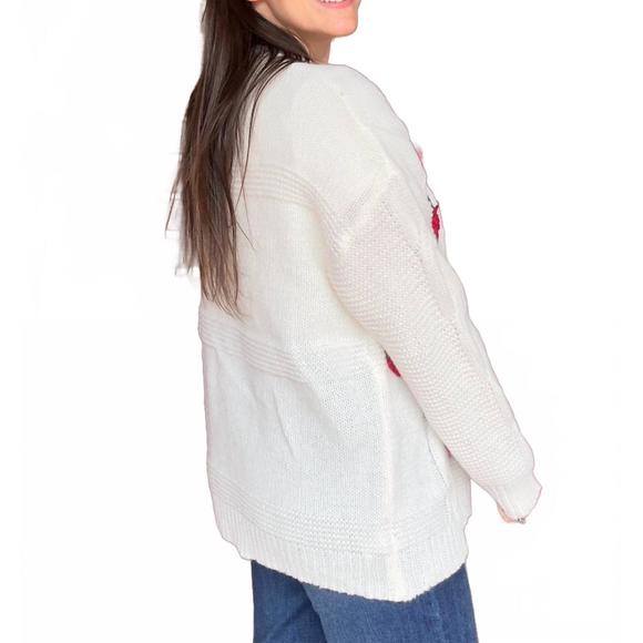 NEW LOVE TREE strawberry fields cardigan in white - Picture 3 of 3